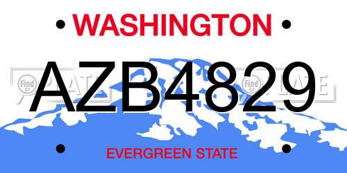 AZB4829 Washington License Plate