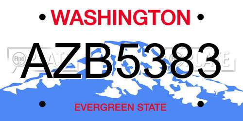 AZB5383 Washington License Plate
