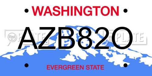 AZB82O Washington License Plate