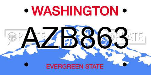 AZB863 Washington License Plate