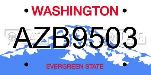 AZB9503 Washington License Plate