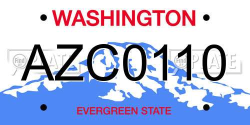 AZC0110 Washington License Plate