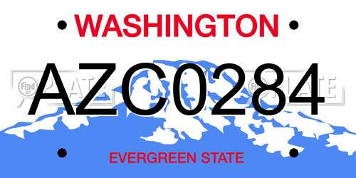 AZC0284 Washington License Plate