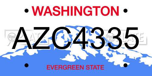 AZC4335 Washington License Plate