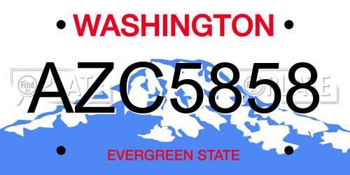 AZC5858 Washington License Plate