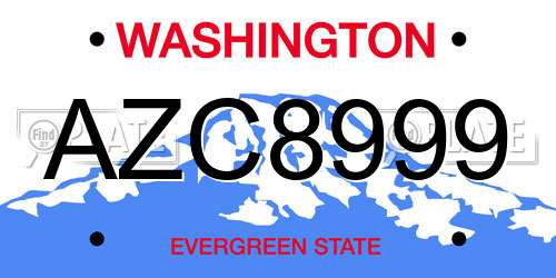 AZC8999 Washington License Plate