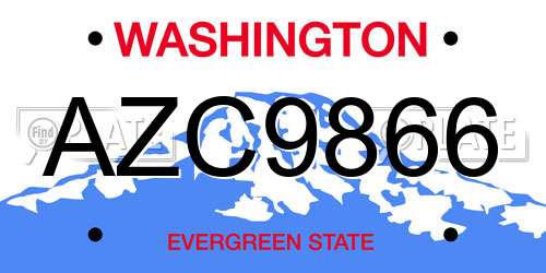 AZC9866 Washington License Plate