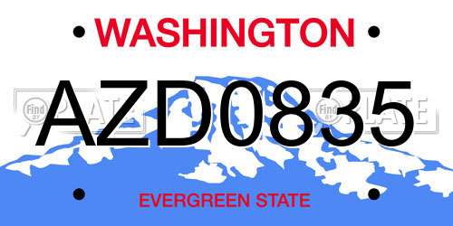 AZD0835 Washington License Plate