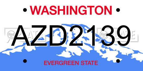 AZD2139 Washington License Plate