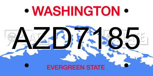 AZD7185 Washington License Plate