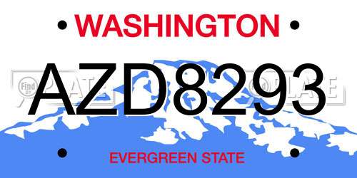 AZD8293 Washington License Plate