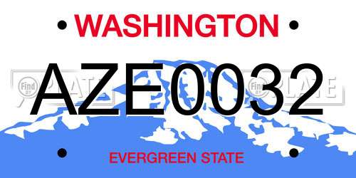 AZE0032 Washington License Plate
