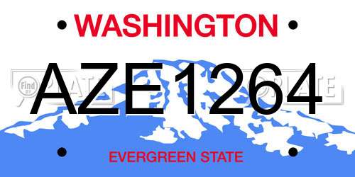 AZE1264 Washington License Plate