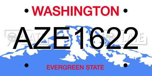 AZE1622 Washington License Plate