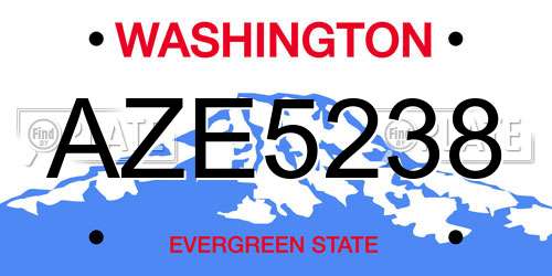 AZE5238 Washington License Plate