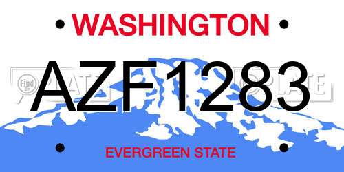 AZF1283 Washington License Plate