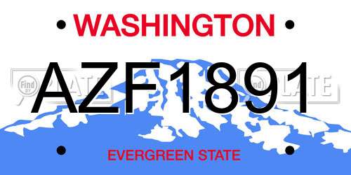 AZF1891 Washington License Plate