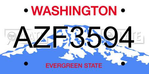 AZF3594 Washington License Plate