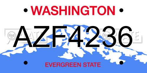 AZF4236 Washington License Plate