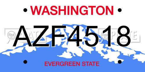 AZF4518 Washington License Plate