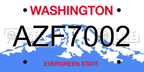 AZF7002 Washington License Plate