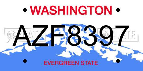 AZF8397 Washington License Plate