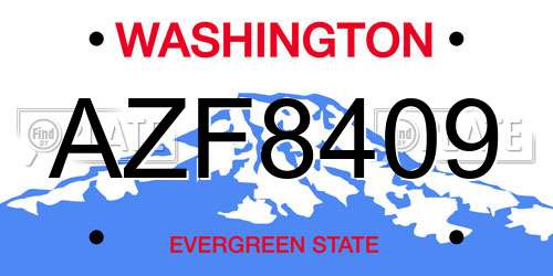 AZF8409 Washington License Plate