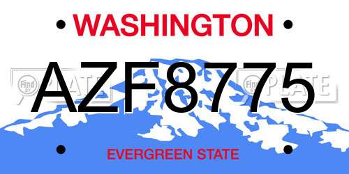 AZF8775 Washington License Plate