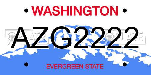 AZG2222 Washington License Plate