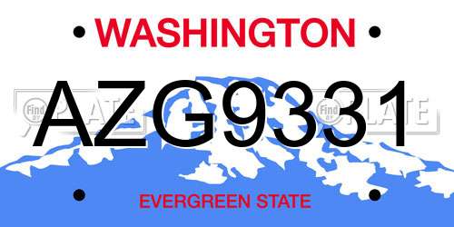 AZG9331 Washington License Plate