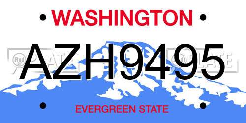 AZH9495 Washington License Plate