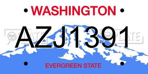 AZJ1391 Washington License Plate