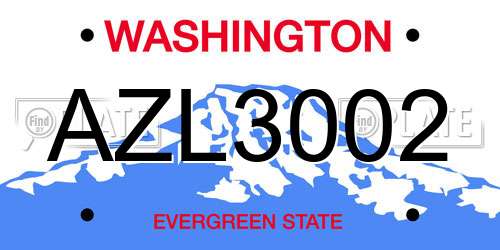 AZL3002 Washington License Plate