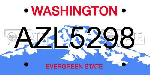 AZL5298 Washington License Plate