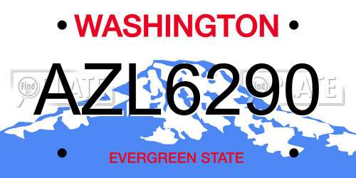 AZL6290 Washington License Plate