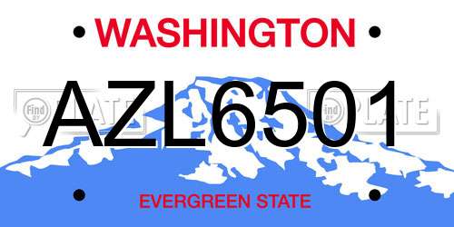 AZL6501 Washington License Plate