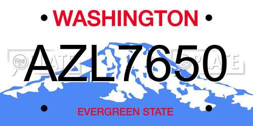 AZL7650 Washington License Plate