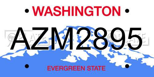 AZM2895 Washington License Plate