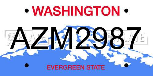 AZM2987 Washington License Plate