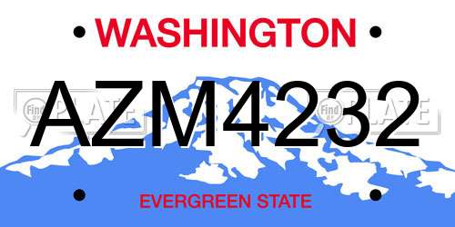 AZM4232 Washington License Plate
