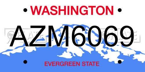 AZM6069 Washington License Plate