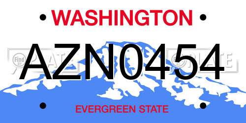 AZN0454 Washington License Plate