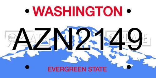 AZN2149 Washington License Plate