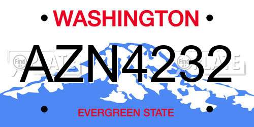 AZN4232 Washington License Plate