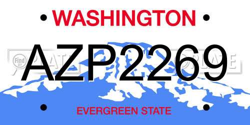 AZP2269 Washington License Plate