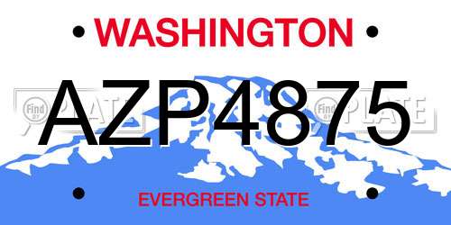 AZP4875 Washington License Plate