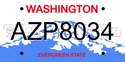 AZP8034 Washington License Plate