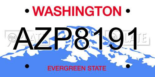 AZP8191 Washington License Plate