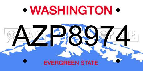 AZP8974 Washington License Plate