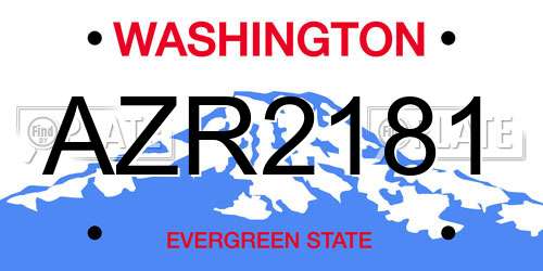 AZR2181 Washington License Plate